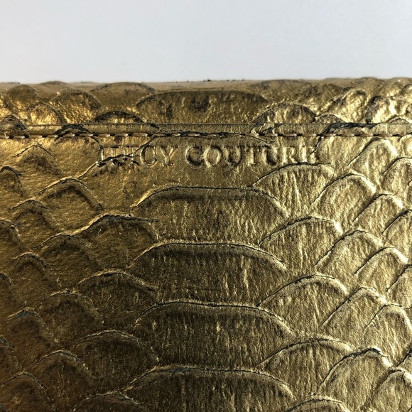 Vintage Juicy Couture Gold Metallic Leather Black Crystals Silver Stud Wallet - Picture 5 of 12